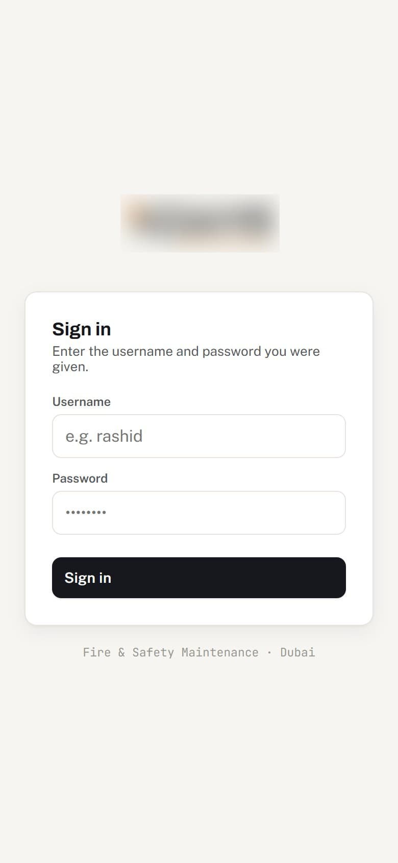 Maintenance ERP sign-in on mobile